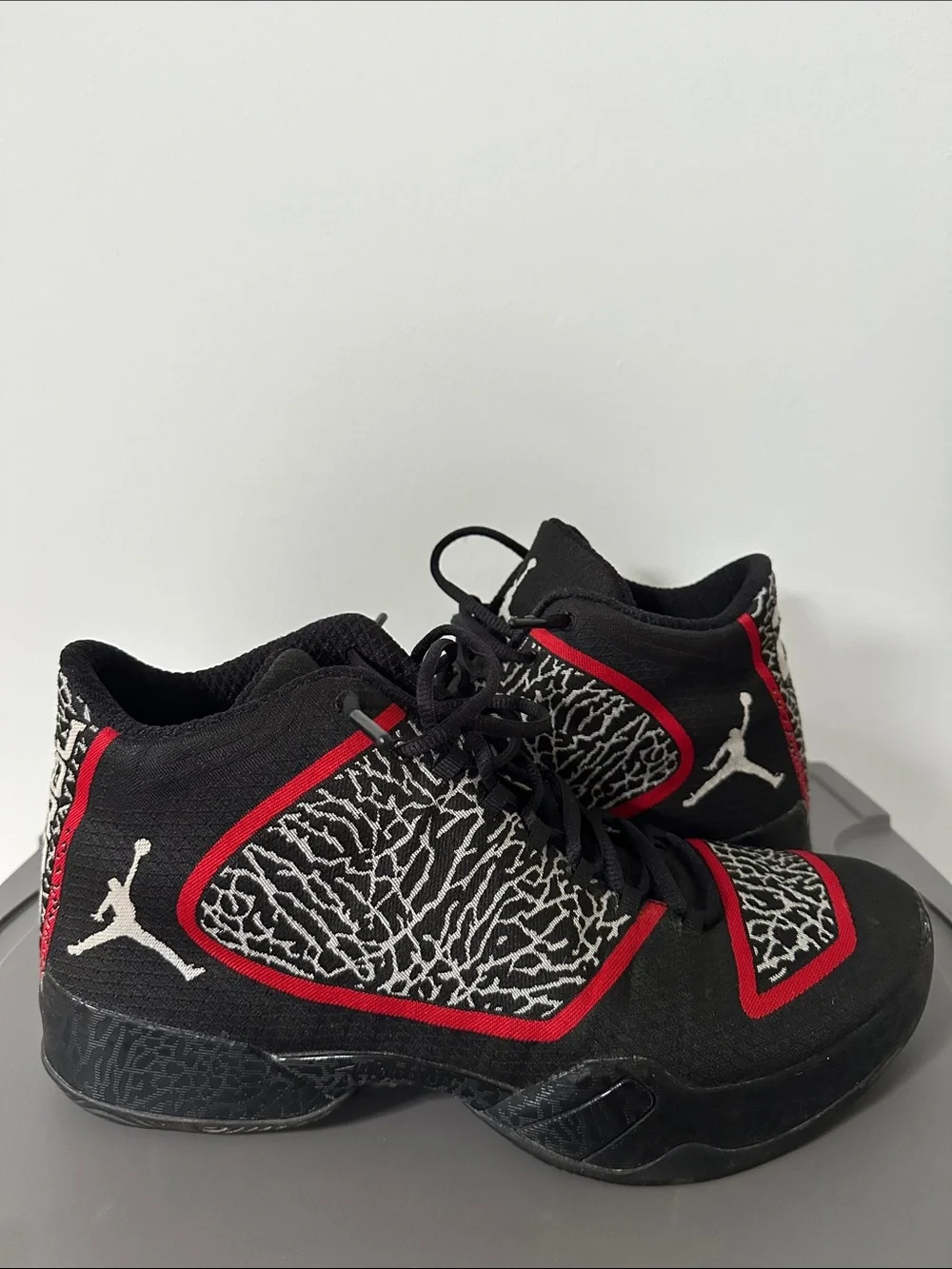 Jordan Men’s  Black Red Elephant Print High-Top Sneakers